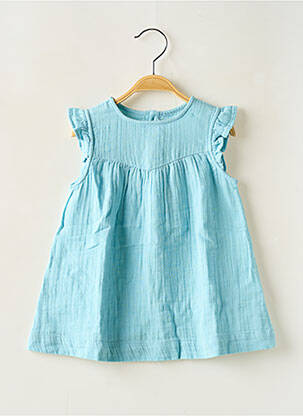 Rochie midi mâneci scurte mâneci scurte albastru PETIT BATEAU fată