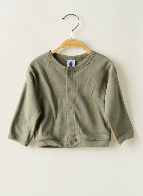 Vestă cu mâneci lungi verde PETIT BATEAU fată