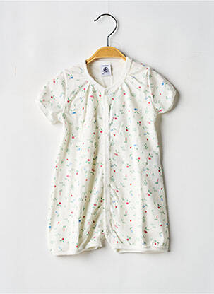 Salopetă scurtă închidere cu nasturi pe față mâneci scurte alb PETIT BATEAU fată