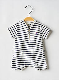 Salopetă scurtă croială dreaptă mâneci scurte alb PETIT BATEAU garcon