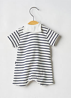 Salopetă scurtă imprimeu fantezie mâneci scurte alb PETIT BATEAU băiat