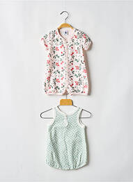 Salopetă scurtă închidere presată mâneci scurte roz PETIT BATEAU fille