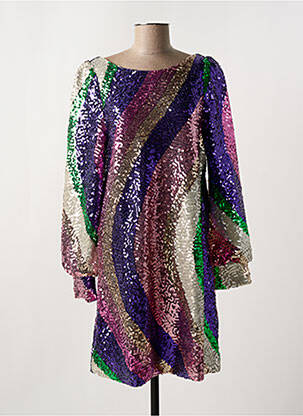 Rochie midi imprimeu fantezie mâneci lungi violet FABIENNE CHAPOT femeie