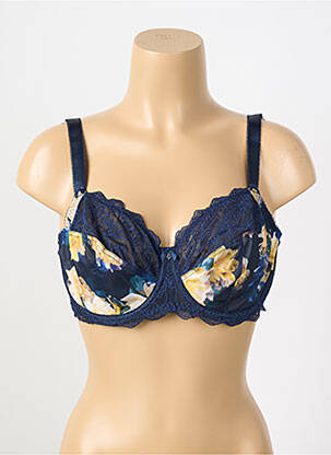 Sutien efect material satinat sutien cupe întregi cu decolteu înalt albastru FANTASIE femeie