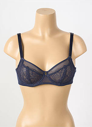 Sutien efect material satinat sutien cupe întregi cu decolteu înalt albastru FANTASIE femeie