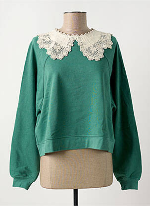 Hanorac broderie mâneci lungi verde IDANO femeie