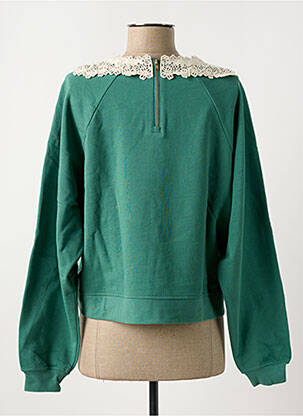 Hanorac broderie mâneci lungi verde IDANO femeie