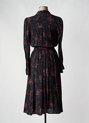 Rochie midi imprimeu floral mâneci lungi negru IDANO femeie