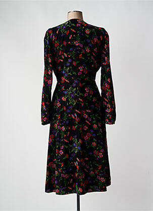 Rochie midi imprimeu floral mâneci lungi negru IDANO femeie