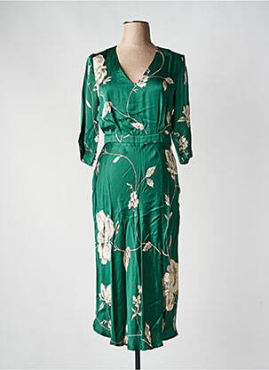 Rochie midi imprimeu floral mâneci 3/4 verde LA PETITE FRANCAISE femeie
