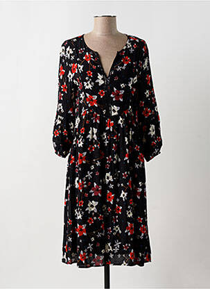 Rochie midi imprimeu floral mâneci 3/4 negru YAYA femeie