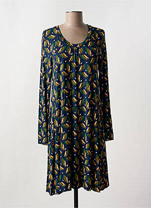 Rochie midi imprimeu fantezie mâneci lungi albastru ZILCH femeie
