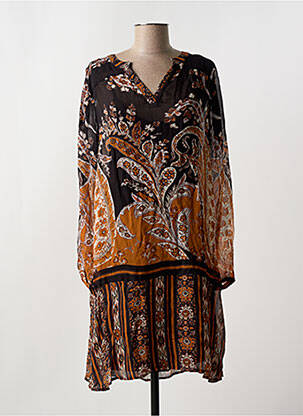 Rochie midi imprimeu floral mâneci lungi negru CREAM femeie