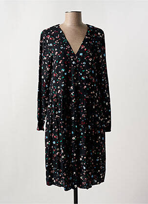 Rochie midi imprimeu floral mâneci lungi negru ICHI femeie