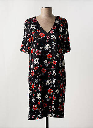 Rochie midi imprimeu floral mâneci scurte negru YAYA femeie