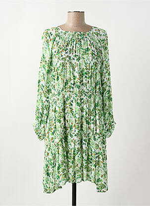 Rochie scurtă croială fluidă mâneci lungi verde INDI & COLD femeie