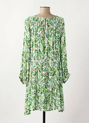 Rochie scurtă croială fluidă mâneci lungi verde INDI & COLD femeie