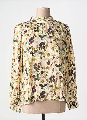 Bluză imprimeu floral mâneci lungi bej INDI & COLD femeie