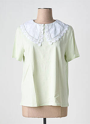 Bluză țesătură poplin mâneci scurte verde JOHANNA PARIS femeie