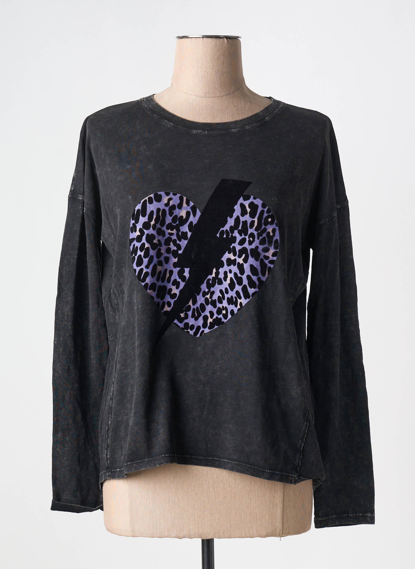 Tricou / top maternitate croială cambrată negru FIVE femeie