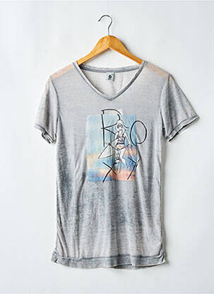 Tricou croială cambrată mâneci scurte gri ROXY fată