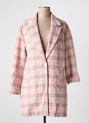 Palton lung roz ME369 femeie