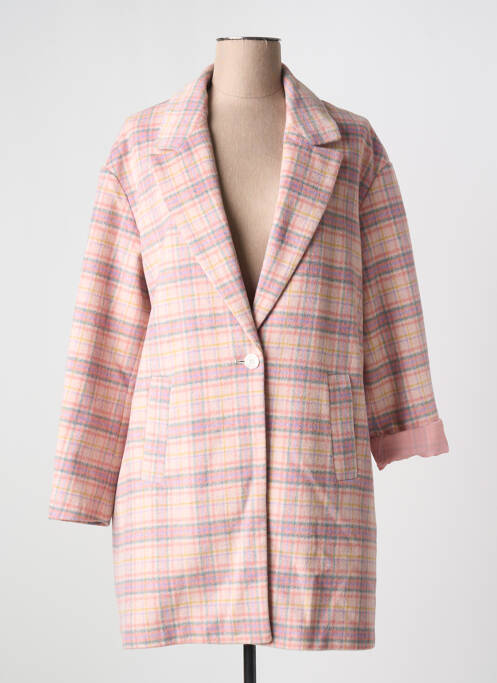 Palton lung roz ME369 femeie