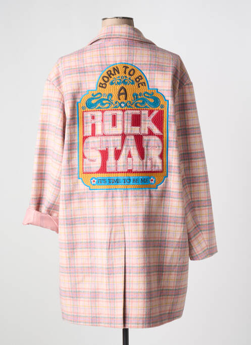 Palton lung roz ME369 femeie