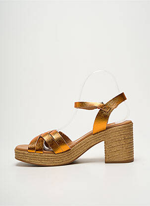 Sandale/pantofi decupați semi compensat toc de 7 la 9 cm portocaliu OH ! MY SANDALS femeie