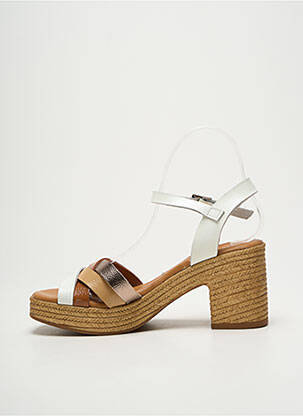 Sandale/pantofi decupați semi compensat toc de 7 la 9 cm alb OH ! MY SANDALS femeie