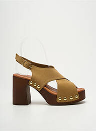 Sandale/pantofi decupați semi compensat toc de 7 la 9 cm maro SANDRO ROSI femme