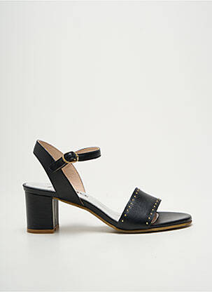 Sandale/pantofi decupați material neted toc de 4 la 6 cm negru MYMA femeie