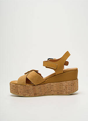 Sandale/pantofi decupați țesătură satinată toc de 7 la 9 cm maro MINKA DESIGN femeie