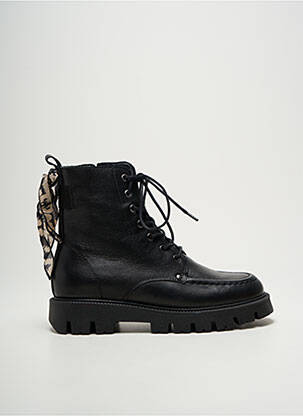 Botine/ghete țesătură satinată toc de 4 la 6 cm negru GOODSTEP femeie