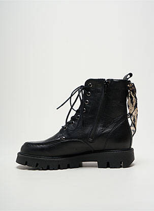 Botine/ghete țesătură satinată toc de 4 la 6 cm negru GOODSTEP femeie