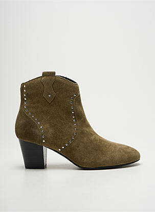 Botine/ghete țesătură satinată toc de 4 la 6 cm verde EMILIE KARSTON femeie