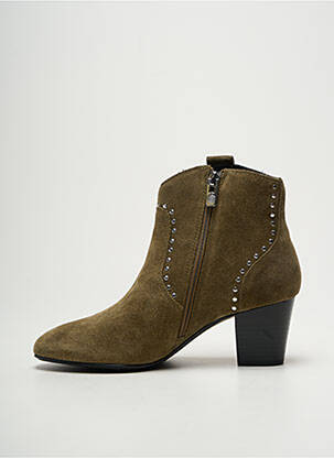 Botine/ghete țesătură satinată toc de 4 la 6 cm verde EMILIE KARSTON femeie