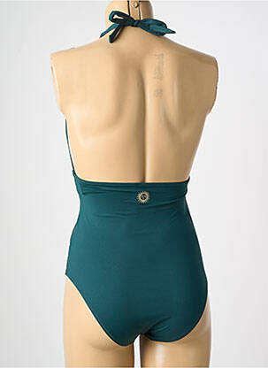 Costum de baie dintr-o singură piesă efect material satinat top triunghiuri verde GRAIN DE SABLE femeie