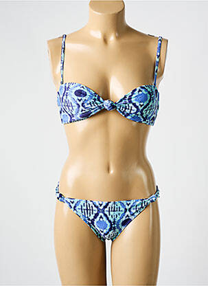 Costum de baie din două piese elasticitate sutien balconet cu decolteu înalt albastru ROXY femeie