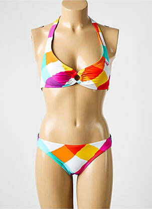 Costum de baie din două piese elasticitate top triunghiuri alb ROXY femeie
