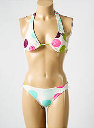 Costum de baie din două piese elasticitate top triunghiuri alb ROXY femme