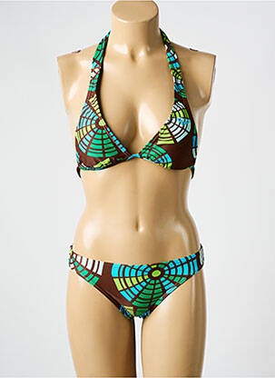 Costum de baie din două piese elasticitate top triunghiuri verde ROXY femeie