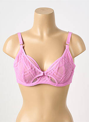 Sutien broderie sutien cupe întregi cu decolteu înalt roz FREYA femeie