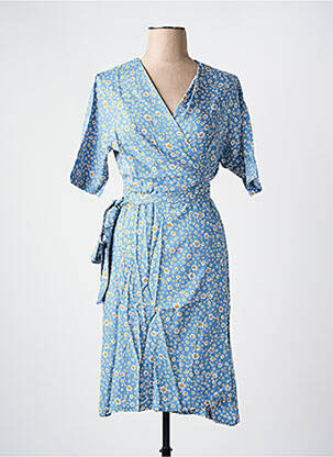 Rochie midi imprimeu floral mâneci scurte albastru LES BONHEURS DE SOPHIE femeie