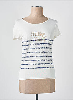Tricou serigrafie mâneci scurte bej COTE ANGLAISE femeie