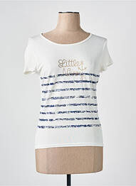Tricou serigrafie mâneci scurte bej COTE ANGLAISE femme