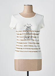 Tricou serigrafie mâneci scurte bej COTE ANGLAISE femme