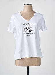 Tricou guler în v mâneci scurte alb LES BONHEURS DE SOPHIE femme
