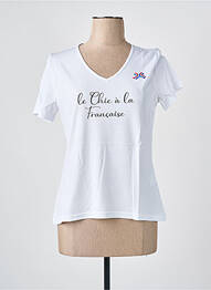Tricou guler în v mâneci scurte alb LES BONHEURS DE SOPHIE femme