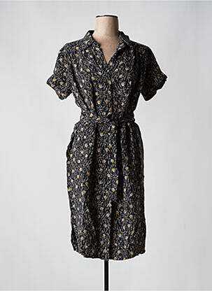 Rochie midi imprimeu fantezie mâneci scurte negru SESSUN femeie